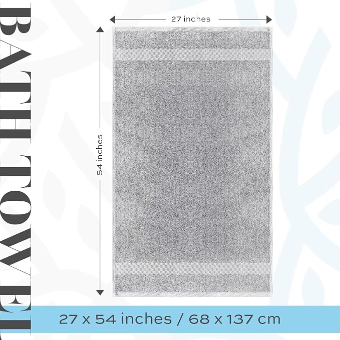 White Classic Luxury Bath Towels Set of 4 Large - 700 GSM Cotton Ultra Soft Bath Towels 27x54 | Highly Absorbent and Quick Dry | Hotel Towels for Bathroom Luxury, Plush Shower Towels, Dolphin Gray