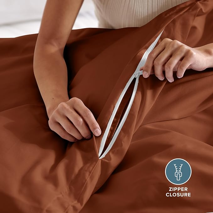 Bare Home Bedding Duvet Cover Extra Long Size - Premium 1800 Super Soft Collection - Lightweight, Cooling - Soft Breathable Bedding Duvet Cover (Twin/Twin XL, Terracotta)