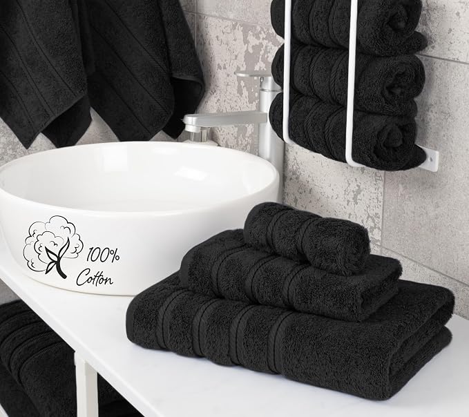 American Soft Linen 100% Cotton Luxury Turkish Towels, 3 Piece Towel Set | Soft Absorbent Quick Dry OEKO Tex Standard 100 Certificated Durable Machine Washable Breathable Premium Hotel Quality