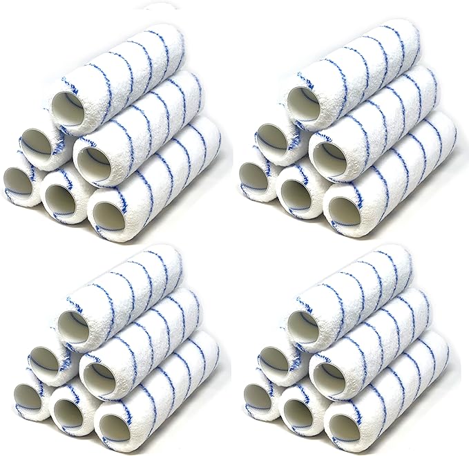 Allgala Paint Rollers 9 inch 3/8 Nap 24 Pack Shedless Lint Free Microfiber Paint Roller Covers for Paint Roller Kit House Painting Project