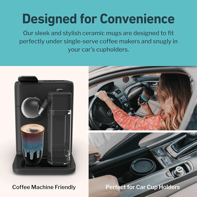 NOVA CERAMICS Coffee Tumbler – Travel Mug - On the Go Coffee Mug – Microwave & Dishwasher Safe Green Coffee Tumbler - Gifts For Women Men Him Her – 16oz – Monsoon