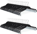 Amazon Basics Velvet Non-Slip Skirt Clothes Hangers with Clips, 360 Degree Rotatable Hook, Sturdy Construction, Organize Pants and Skirts, Black/Silver, 50-Pack
