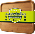 FSC-Certified 15'' x 11'' Deep-Carbonized Bamboo Cutting Board for Kitchen | Wood Chopping Board with Reversible Charcuterie & Juice Groove, Easy-Grip Handles, House Warming Gifts