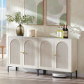 IFGET 61.75" W Modern Arched Sideboard Buffet Cabinet with Storage, Cream | Fluted Arch Sideboard Cabinet w/Adjustable Shelves, Wooden Modular Kitchen Cabinet for Dining& Living Room, Kitchen, Entryway