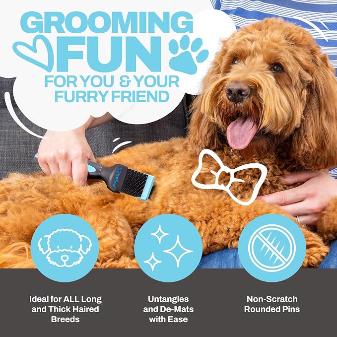 The Doodle Brush, Slicker Brush for Dogs, Single Head Dog Hair Brushes, Flexible Head Slicker for Dogs, Poodle, Labradoodle, Sheepadoodle, Tangle-Free Grooming, Healthy & Shiny Coat Pet Brushes