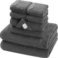 SEMAXE Bath Towel Set, 8 Piece Towel Set for Bathroom, Quick Dry Cotton Towels with Hanging Loops, Easy Care, Grey