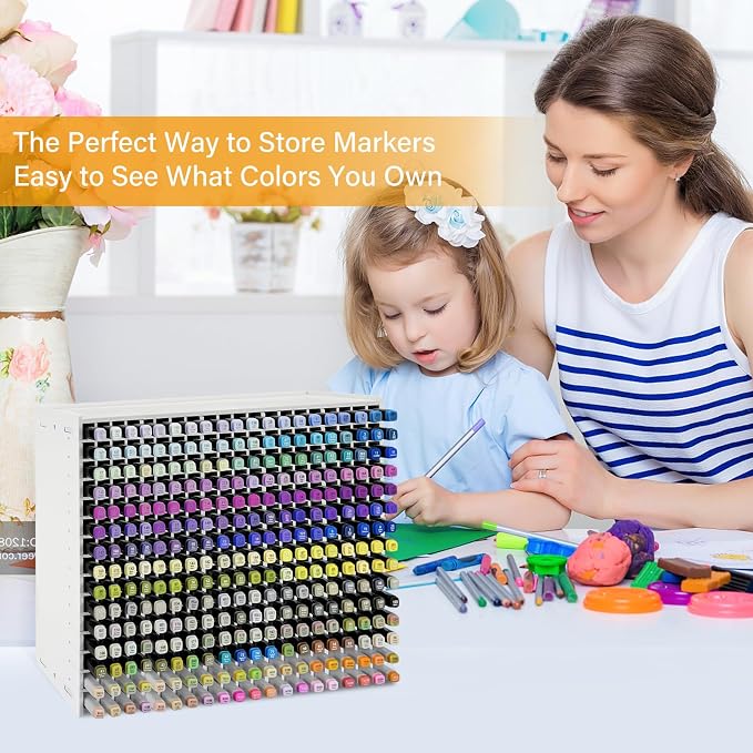 Marker Organizer, 300 Slots Marker Holder Organizer, Marker Storage with Divider Art Marker Rack for Pens Colored Pencils Art Brushes Adjustable Pencil Holder for Desk Organizer