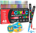 Guangna Acrylic Paint Markers Brush Tip, 48 Vivid Colors with Direct-Liquid Ink System, Professional-Grade Paint Pen for Rock Painting, Canvas, Glass, Plastic, Fabric & Creative Crafts