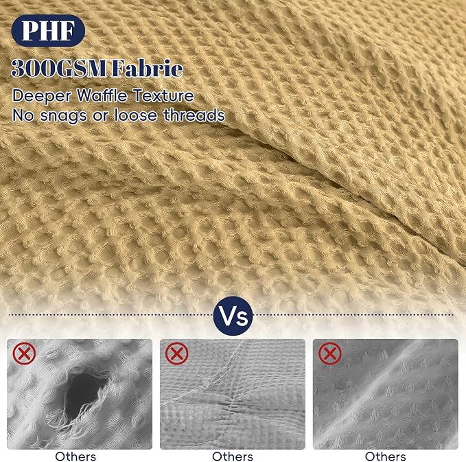 PHF Waffle Weave Duvet Cover Set King Size, No Snagging Ultra Soft Luxury Textured Breathable Comforter Cover for All Season 3pcs, Durable Bedding Duvet Set with 2 Pillow Shams, 104"x90", Antelope