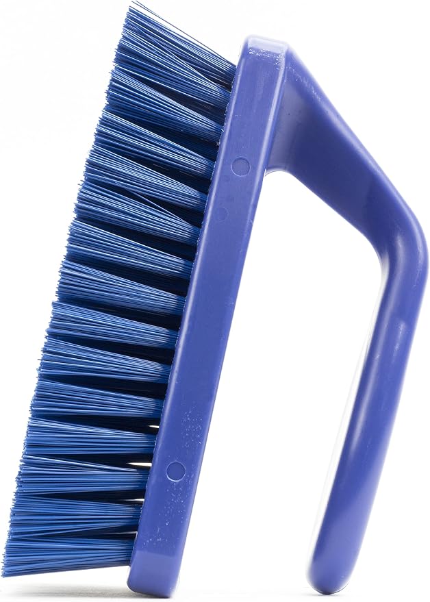 SPARTA Scrub Brush with Iron Shaped Handle and Stiff Bristles, Heavy Duty Scrubber Brush for Kitchen, Bathroom, Shower, Tile, Sink, Carpet and Bakepans, Polypropylene, 6 Inches, Blue