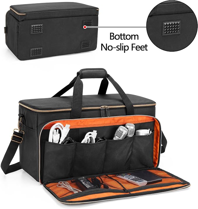 Trunab Large Travel DJ Cable File Bag with Inner Detachable Divider and Padded Compartment for 15.6” Laptop, Cable Organizer Bag for Cords, Sound Equipment, DJ Gear, Musician Accessories