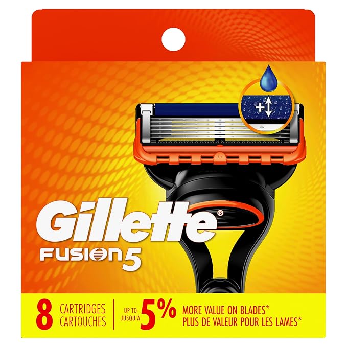 Gillette Fusion5 Mens Razor Blade Refills, 8 Count, Lubrastrip for a More Comfortable Shave