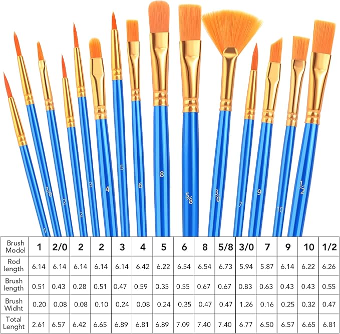 AROIC Acrylic Paint Brush Set, 30 pcs Nylon Hair Paint Brushes for All Purpose Oil Watercolor Face Body Rock Painting Artist, Small Paint Brush Kits for Kids Adult Drawing