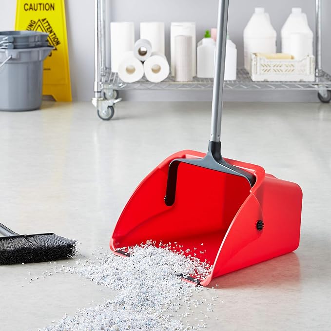 Amazon Basics Jumbo Lobby Dustpan, Indoor Outdoor Use, 6-Pack, Red