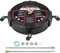 Tool Daily 18” Surface Cleaner for Pressure Washer with 4 Wheels, 2 Extension Wands, Power Washer Surface Cleaner for Driveway, Sidewalk, Concrete, Patio Cleaning, 3600 PSI