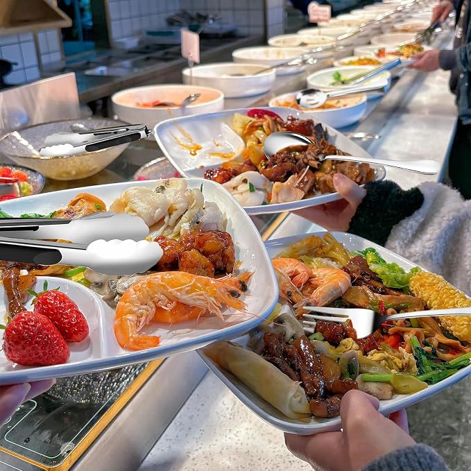 32 Piece Stainless Steel Serving Utensils Set - Complete Buffet Serving Spoons, Tongs, Ladles, Spatulas for BBQ, Parties, Weddings, Catering and Events (Silver)