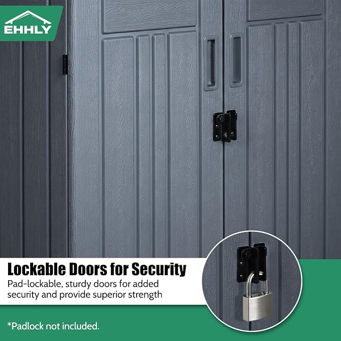 EHHLY Heavy Duty Small Storage Cabinet Outdoor Weatherproof, 14 Cuft Garage Storage Cabinet with 2 Adjustable Shelves, Lockable Kitchen Pantry Closer Organizer, 31Wx23Lx34H, Sage Grey