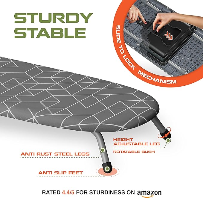 Xabitat Foldable Tabletop Ironing Board with Iron Holder, Green | Portable tabletop design, foldable frame, heat-resistant cover, space-saving storage