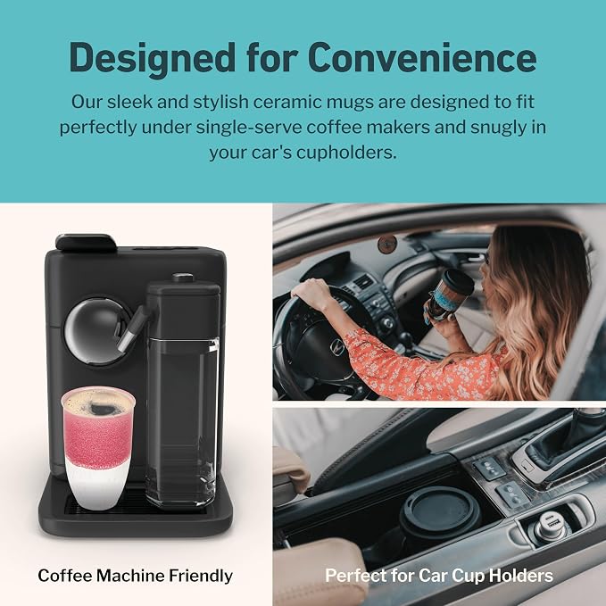 NOVA CERAMICS Travel Mugs - Ceramic Tumbler With Lid – Ceramic Travel Mug To Go Cup – Microwave & Dishwasher Safe Ceramic Coffee Tumbler - Gifts For Women Men Him Her – 12oz – Coral Pink