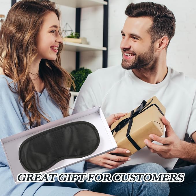 210 PCS Sleep Masks Bulk Eye Mask, Liubeili Sleeping Mask Blindfold Eye Cover Team Building Games Party with Nose Pad and Adjustable Strap for Women Men 4 Layers Black