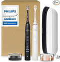 Philips Sonicare DiamondClean 9000 Electric Toothbrush - Sonic Toothbrush with App, Pressure Sensor, 12 Brushing Settings, Replacement Reminder, USB Charging Case, Black & Rose Gold, 2-Pack, HX9912/71