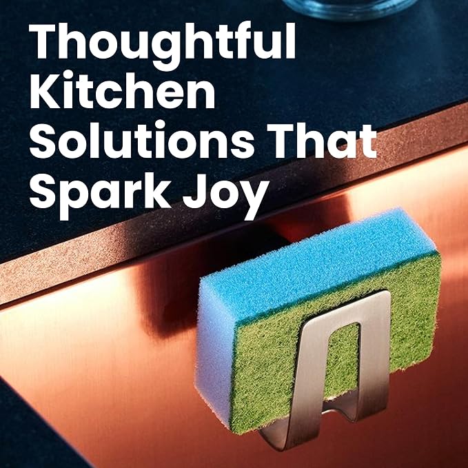 Magnetic Sponge Holder - Kitchen Sink Organizer - Ideal for Kitchen Organization & Accessories - Sink Sponge Holder (Stainless Steel)