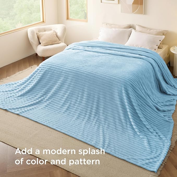 Bedsure GentleSoft Large Fleece Blanket for Bed - Cozy Soft Throw Blankets for Women, Cute Large Throws for Girls, Light Blue, 120x120 Inches