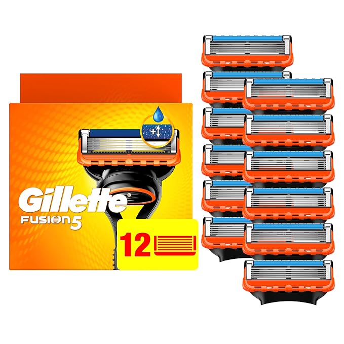 Gillette Fusion5 5-Blade Mens Razor Blade Refills, 12 Count, with Precision Trimmer