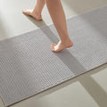 TYUU Bathroom Runner Rugs, Long Bath Mat Runner Washable Thin Quick Dry Low Pile Bathroom Runner Rugs Non Slip, Light Grey 16"x60"