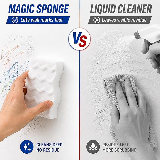 3X Density Magic Sponge Eraser, 100 Pack Melamine Sponge Cleaning Eraser Bulk, White Foam Magic Clean, Household Cleaning Sponges mr for Kitchen, Bathroom, Bathtub, Sink, Shoes & Wall Cleaner