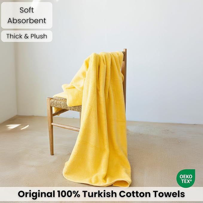 SALBAKOS Luxury 100% Turkish Cotton Bath Sheet 40x80 in (1-Piece, Yellow) | Extra Large Jumbo Oversized Bathroom and Beach Towel, Super Soft Highly Absorbent Thick Premium Hotel Quality, Made in Turkey