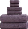 YTYC 27.5x55 Bath Towels Set,100% Cotton,650GSM,Plum,6-Pieces | Ultra Soft,Highly Absorbent, 2 Bathroom Towels,2 Hand Towels, 2 Washcloths, Towels for Bathroom, Gym, Spa,Pool