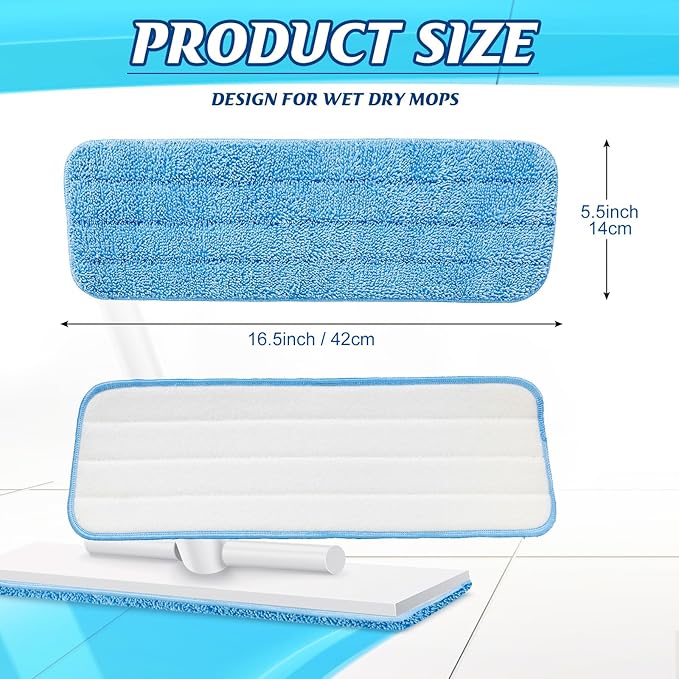 60 Pack Microfiber Mop Pads Machine Washable Cleaning Flat Mop Head Replacement Reusable Household Pads for Hardwood and Hard Surface Floor Cleaning and Scrubbing