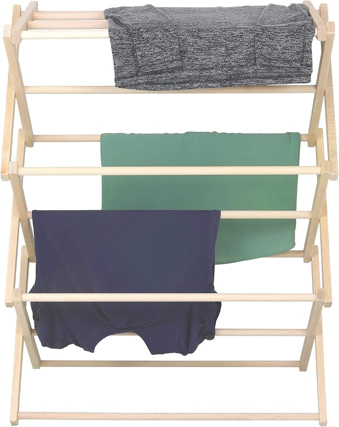 Pennsylvania Woodworks Premium American Maple Clothes Drying Rack - Handcrafted in Pennsylvania - Solid Wood Construction, Collapsible, Eco-Friendly Laundry Solution (Medium)