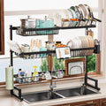 ADBIU Over Sink Dish Drying Rack (Expandable Height/Length) Snap-On Design Large Dish Drainer Storage Counter Organizer 32-40L x 12W x 34-38H (inches)
