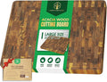 End Grain Acacia Wood Cutting Boards for Kitchen, 1.5 in Thick Butcher Block Construction for Stability, 20 x 15 in Large Cutting Boards with Gift Box, Juice Groove and Handle