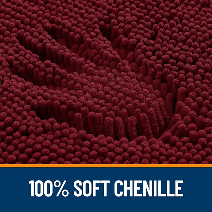 OLANLY Bathroom Runner Rugs 47x17, Soft Absorbent Chenille Bath Rugs, Rubber Backing Quick Dry, Machine Washable Long Bath Mats for Bathroom Floor, Tub and Shower, Home Decor Accessories, Burgundy