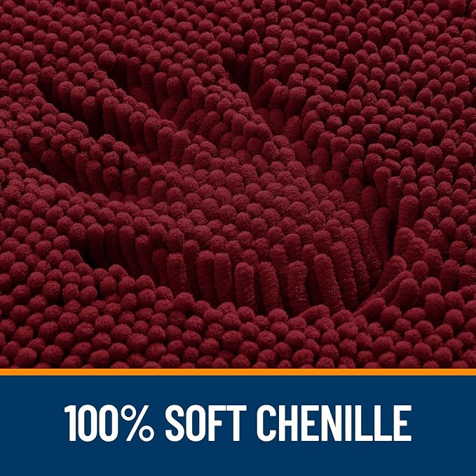 OLANLY Toilet Rugs U-Shaped 20x20, Extra Soft Absorbent Chenille Contour Bathroom Rugs for Toilet, Dry Quickly, Machine Washable, Non-Slip Bath Mat, Burgundy