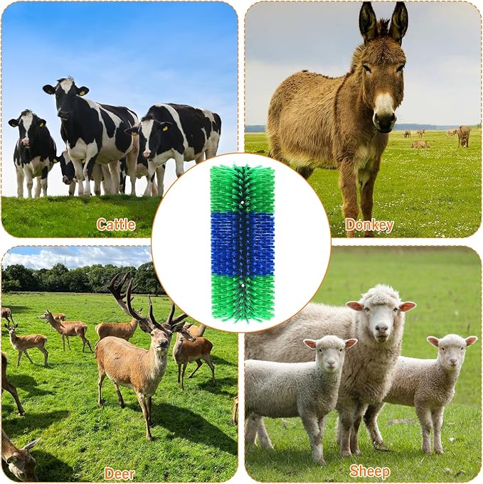 6pcs Livestock Scratching Brush Goat Scratcher Brush Full Massage Grooming Tool with 24 Screws for Cow,Cattle,Cow,Sheep, Horses,Pigs