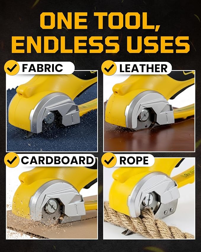 Cordless Electric Scissors - 4V Rechargeable Cardboard Cutter with Safety Lock and LED Light - Electric Box Cutter for Cardboard, Fabric, Leather, Rope - Cordless Scissors Cutting Tool up to 0.25 in