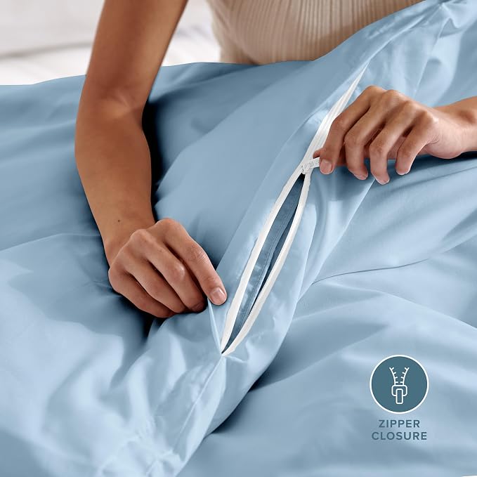 Bare Home Bedding Duvet Cover King Size - Premium 1800 Super Soft Collection - Lightweight, Cooling - Soft Breathable Bedding Duvet Cover (King, Light Blue)