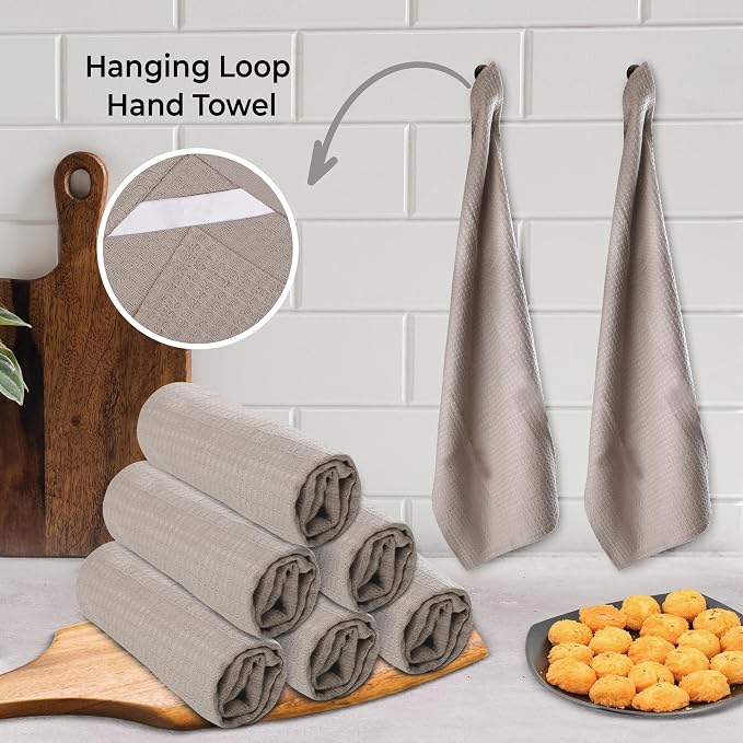 Urban Villa Kitchen Towels Cotton Dish Towels 20”x30” (Set of 6) Tan