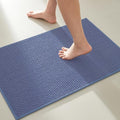 TYUU Bathroom Rugs Non Slip Washable, Super Absorbent Thin Bath Mat Small Quick Dry Low Pile Bathroom Rug, Denim Blue 20"x30"