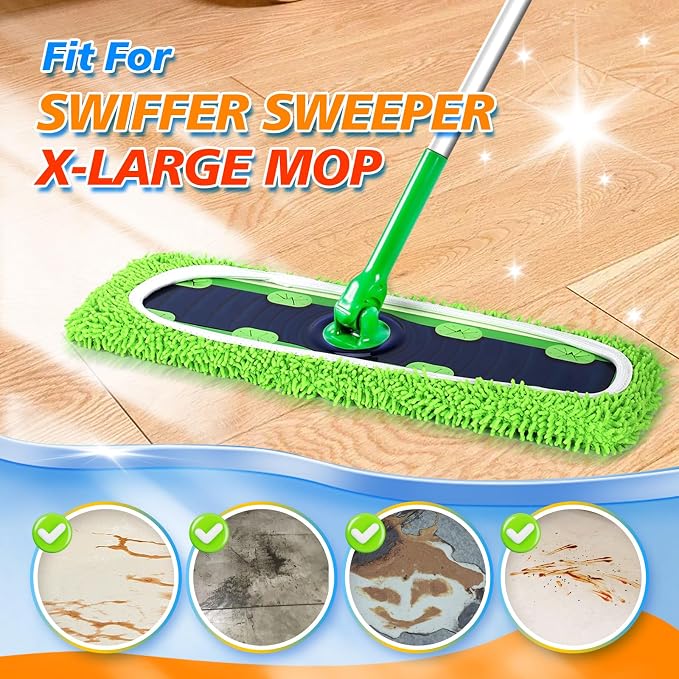 30 Count Disposable XL Dry Sweeping Cloths + 6 Pack Reusable Microfiber Mop Pads for Swiffer Sweeper XL Mop (Mop is not Included)