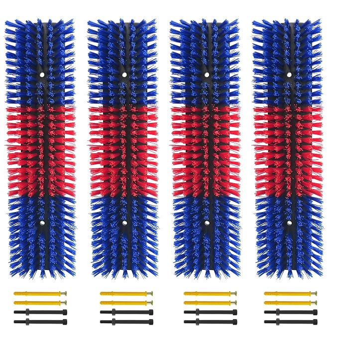 Livestock Scratch Brush With 16 Screws，Animal Back Scratching Brush for Cow,Cattle,Sheep, Horses,Pigs，Massage Grooming Tool (Blue, 4pcs)