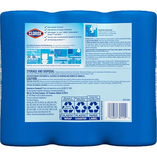 Clorox 30112 Disinfecting Wipe, Fresh/Lemon Fresh Scent (525 Count)