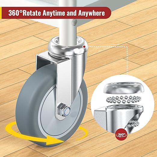 HOLKIE Stem Caster Wheels 4 inch Casters Set of 4, 7/16-Inch Stem Diameter Swivel Castors Heavy Duty TPR Rubber Replacement Castor for Cart, Stool, Mop Bucket, Grill, Shop Vac