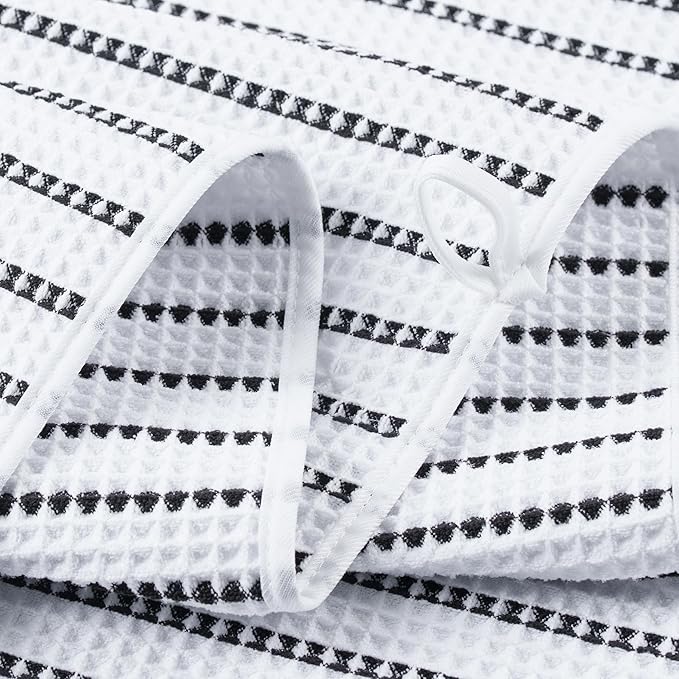 POLYTE 430 GSM Microfiber Quick Dry Lint Free Oversize Bath Towel Set, 6 Piece (Waffle Weave)