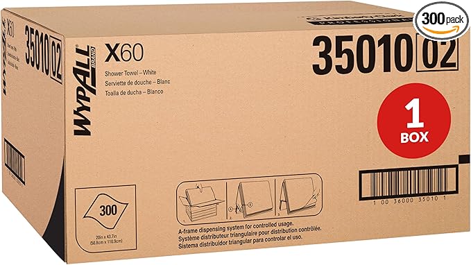WypAll GeneralClean X60 Cloths Multi-Task Cleaning Wipes (35010), Strong and Absorbent Towels, White (3 Packs of 100 Sheets, 300 Sheet Total)