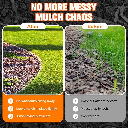 Mulch Binder, Rock Glue for Landscaping, Pea Gravel Binder 4 Gallon Max Cover, Strong Mulch Anchor, Rock Lock Landscape Adhesive for Slopes, Flower Beds, Fast Dry & Safe for Plants Pets